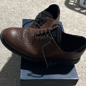 Cole Haan Brown Perforated Leather Derby Shoes
